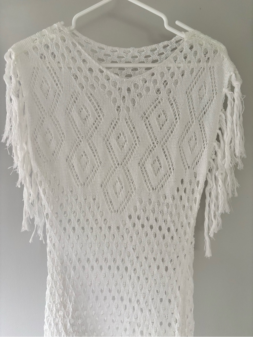 White Crochet Fringe Cover-Up Dress - Picture 5 of 5